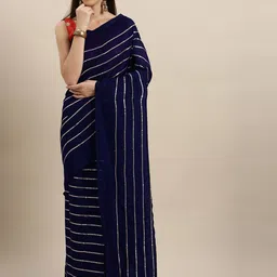 KULNAARI Striped Sequinned Saree-picture-9