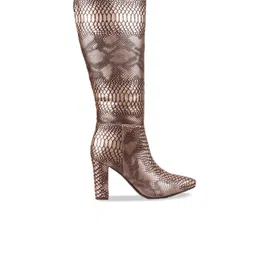 Bxxy Women Snakeskin Pattern Textured PU Party High-Top Block Chunky Boots image 3