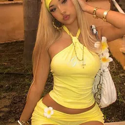 LULU & SKY Halter Neck Top & Drawstring-Detail Shorts Co-Ords image 2