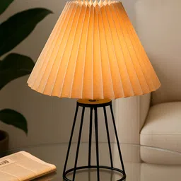 Homesake Beige & Black Frustum Shaped Table Lamp-image-44