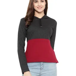 DEEPMAYRA COLLECTION Women Colourblocked Hooded Cotton T-shirt-picture-18