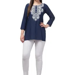 ERUDITE CLUB Floral Embroidered Thread Work Thread Work Kurti image 3