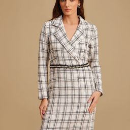 Kazo Women Checked Formal Sheath Dress-picture-3