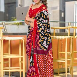pandadi saree Pandadi Women Geometric Printed Cotton Blend Block Print Sarees-picture-20