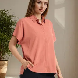 CHIC BY TOKYO TALKIES Orange Solid Relaxed Fit Extended Sleeve Top-picture-41