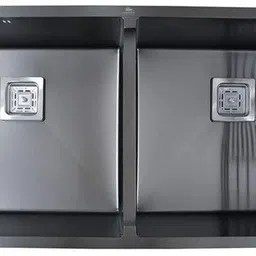 himaksh Handmade BLACK Kitchen Sink/Double Bowl size 45 x20 x10 046 Vessel Sink image 1