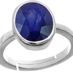 divine souvenirs Blue Sapphire 4.00 Carat Neelam Natural Blue Sapphire SILVER Plated Ring) Silver Sapphire Silver Plated Ring-picture-15