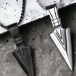 P. R. PRINTS Set Of 2 Silver-Plated Stainless Steel Geometric Pendant With Chain-picture-34