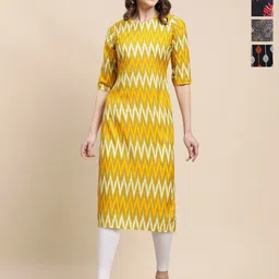 Ethnic basket Women Pack of 4 Ethnic Motifs Printed Crepe Kurta-picture-23