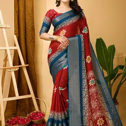 V3 FASHION STUDIO Ethnic Motifs Zari Art Silk Saree-picture-22