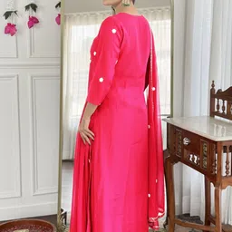 KALINI Women Embroidered Regular Kurta with Palazzos & With Dupatta image 2