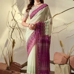 DAATAR Ethnic Motifs Poly Georgette Fusion Saree-picture-33