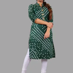 PARTH SY FASHION Women Green Blended Straight Kurtas image 1