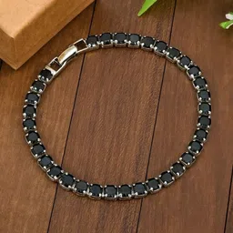 TJC Unisex Stainless Steel Silver-Plated Crystals Studded Wraparound Bracelet-picture-41