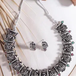 Sukkhi Silver-Plated Stone-Studded Oxidized Jewellery Set-picture-27