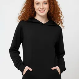Leotude Women Solid Hooded Pullover Long Sleeves Sweatshirt-image-17
