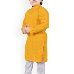 Kidotsav Boys Floral Embroidered Regular Thread Work Kurta with Pyjamas image 2