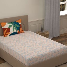 Portico Fusion 144 TC Cotton Orange Single Size Bedsheet With 1 Pillow Covers-picture-34