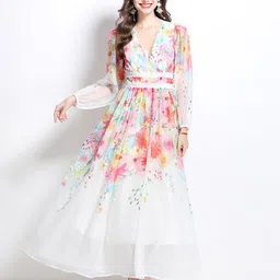 JC Collection Women Floral Print V-neck Fit and Flare Maxi Dress-picture-33