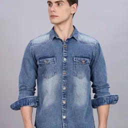 Kuons Avenue Men Smart Regular Fit Casual Denim Shirt-picture-33