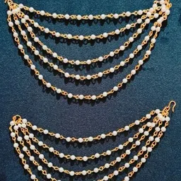 Anouk Gold Plated Pearls Beaded Layered Classic Ear Chains image 2