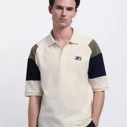 RARE RABBIT Colourblocked Polo Collar Cotton T-shirt-picture-40