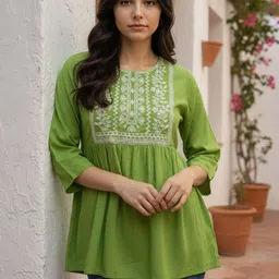 Rangita Women Ethnic Motifs Embroidered A-Line Kurti image 4