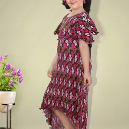 Kidotsav Floral Printed Flutter Sleeve Maxi Dress image 3