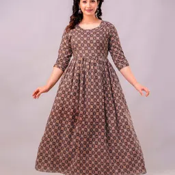 Pakiza Enterprises Women Maternity Ethnic Motifs Printed Fit and Flare Maxi Dress-image-92