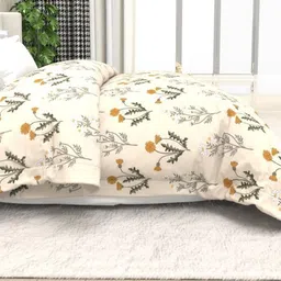 THE WHITE MOSS Yellow & Cream-Coloured Floral Microfiber 400 GSM Comforter image 5