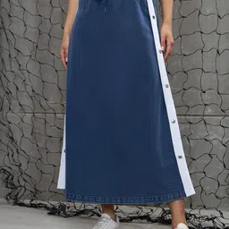 SASSAFRAS Women Denim A-Line Maxi Skirt image 1