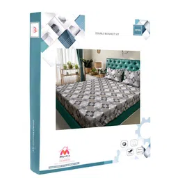 Myntra Elegant Homes Grey Geometric Fitted Cotton 400 TC King Bedsheet Set 2.50 m x 2.25 m image 4