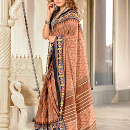 HMP Fashion Ethnic Motifs Printed Ikat Saree image 4