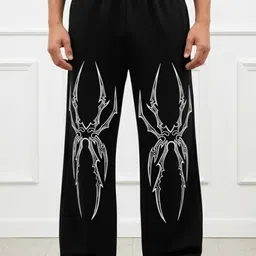 TEDWOODS Men Spider Printed Linen Mid-Rise Regular Fit Track Pant-picture-14
