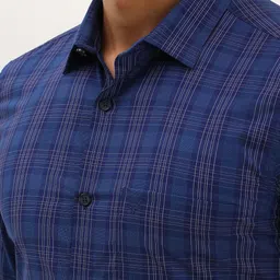 Allen Solly Men Spread Collar Tartan Checked Cotton Slim Fit Formal Shirt image 3