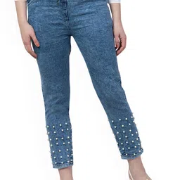 NEUNK Women Comfort Regular Fit Mid-Rise Embellished Stretchable Jeans-image-73