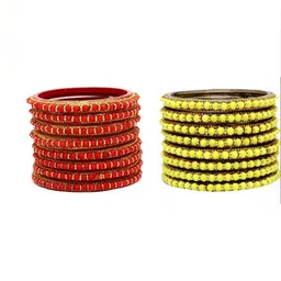 Only Offers Set Of 2 Multi Glass Artificial Stones & Beads Bangle-picture-32