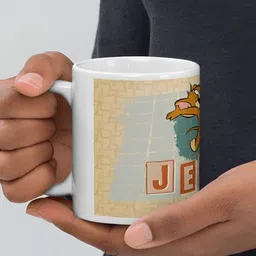 Mr UVD White & Yellow Cartoon Characters Printed Ceramic Glossy Mug 350 ml image 2