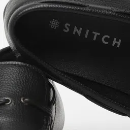 Snitch Black Textured Loafers Shoes image 2