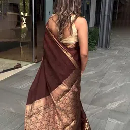 KALINI Solid Woven Design Zari Banarasi Saree image 3