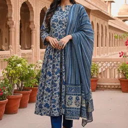 ARADHNA Women Floral Printed Regular Kurta with Trousers & With Dupatta-picture-36