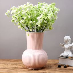 Myntra Elegant Homes Pink Striped Ceramic Glossy Vintage Bloom Flower Vase-picture-14