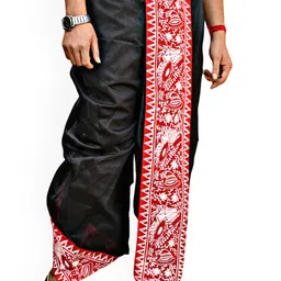 Shreeram criation Men Black Silk Dhotis image 4
