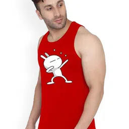 SLOWLORIS Pack Of 2 Printed Combed Cotton Gym Vests VSL26 CMB(CHS MUSTARD)(ZOZO RED) image 3