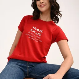 Mast & Harbour Women Typography Printed Round Neck Bio Finish T-shirt-picture-17