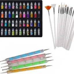 48 Bottles 3d Nail Art Glitter Sequins Set, 5Pc Double Side Dotting Pen, 15Pcs Nail Art Brush Decoration Tool-image-22