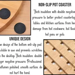calldrishe Wood Teapot Coaster Holders (Wavy Hexagonal) Table Heat Pad for Kitchen for Hot Plates Heat Resistant Trivet Set Trivet image 4