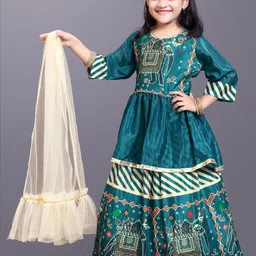 satyamfab Girls Printed Ready to Wear Lehenga & Blouse With Dupatta image 4