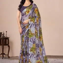 Garden Vareli Floral Printed Chiffon Saree-image-85