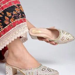 Shoetopia Women Embellished Block Heel Mules image 3